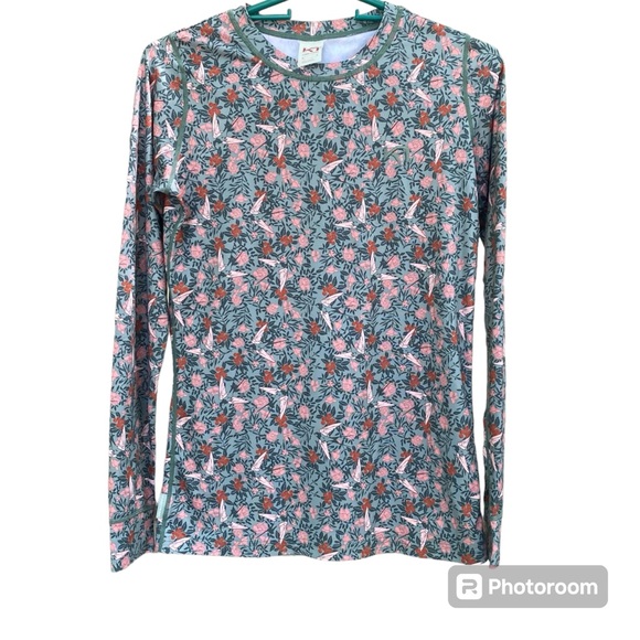 Kari Traa Tops - Kari Traa Fryd Green Floral Patterned Long Sleeve Base Layer